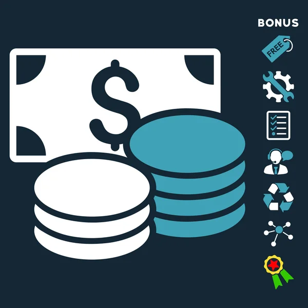 Cash Flat Glyph Icon With Bonus — Stock Photo, Image