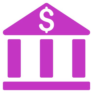 Banka ofis binası düz vektör simgesi