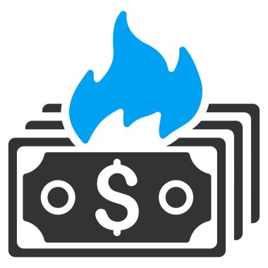 Banknot düz vektör simge yanmak