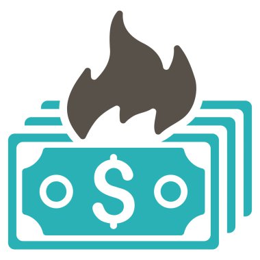 Banknot düz vektör simge yanmak