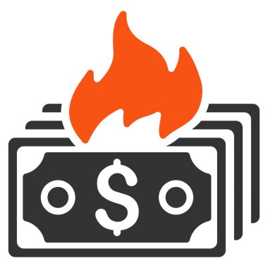 Banknot düz vektör simge yanmak