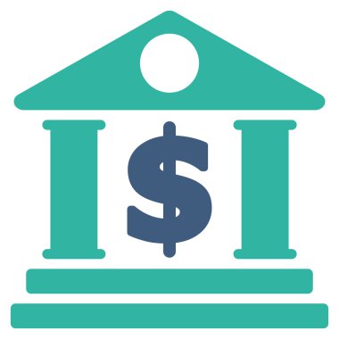 Doları banka düz vektör simgesi