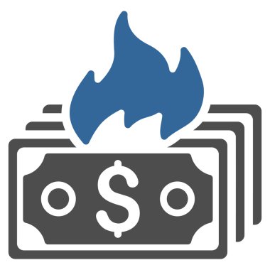 Banknot düz vektör simge yanmak