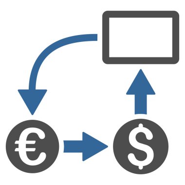 Nakit akışı Euro Döviz düz vektör simgesi