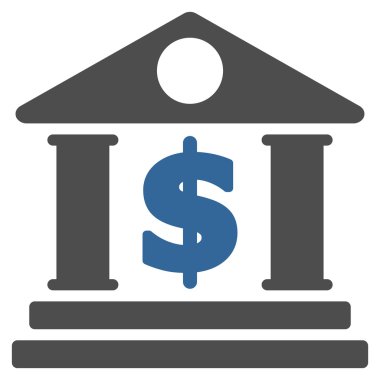 Doları banka düz vektör simgesi