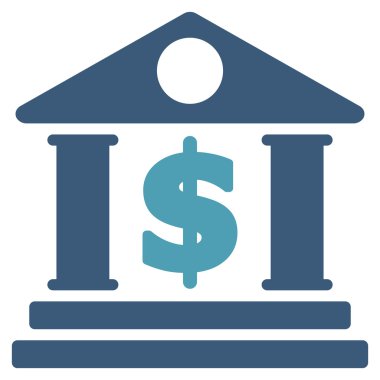 Doları banka düz vektör simgesi