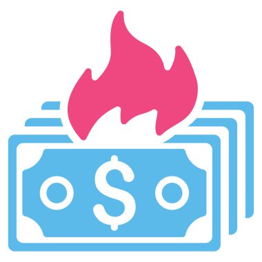 Banknot düz vektör simge yanmak