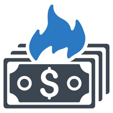 Banknot düz vektör simge yanmak