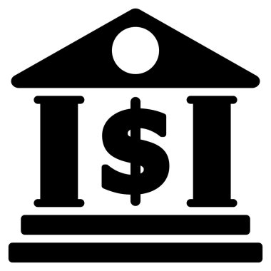 Doları banka düz vektör simgesi