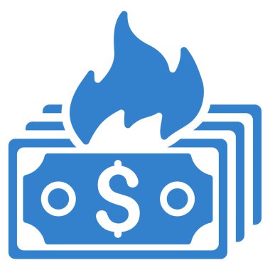 Banknot düz vektör simge yanmak