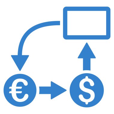 Nakit akışı Euro Döviz düz vektör simgesi
