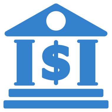 Doları banka düz vektör simgesi