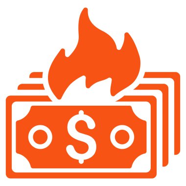 Banknot düz vektör simge yanmak