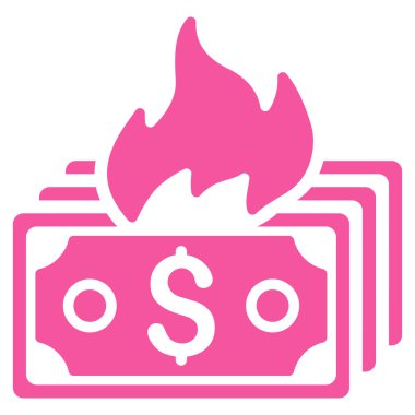 Banknot düz vektör simge yanmak