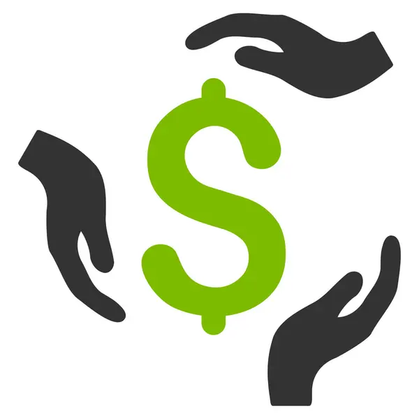 Dollar Care Hands Flat Vector Icon — Stock Vector