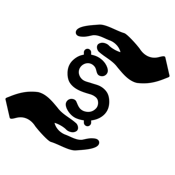 Dollar zorg handen plat Vector Icon — Stockvector