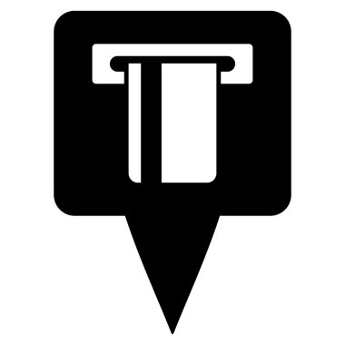 Atm Makine Haritası İşaretçisi Düz Vektör Simgesi