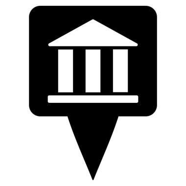 Banka Binası işaretçi düz vektör simgesi