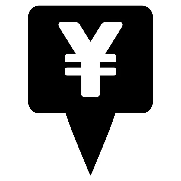 Yen Map Pointer Flat Vector Icon — Stock Vector