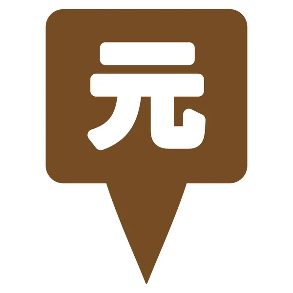 Yuan Map Pointer Flat Vector Icon — Stock Vector