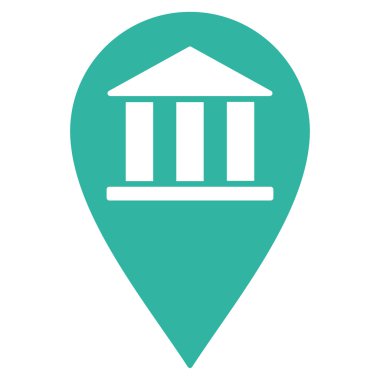 Banka Bina Pin Düz Vektör Simgesi