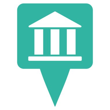 Banka Binası işaretçi düz vektör simgesi