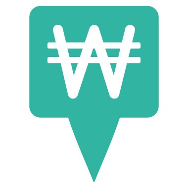 Korean Won Map Pointer Flat Vector Icon