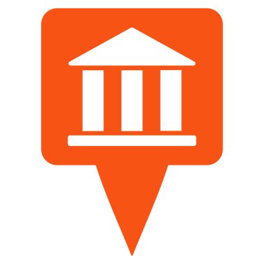 Banka Binası işaretçi düz vektör simgesi
