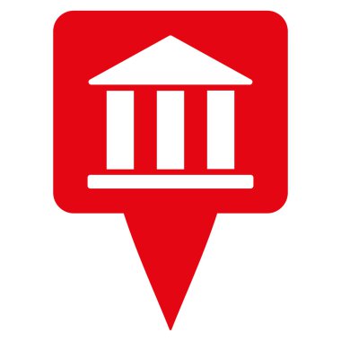 Banka Binası işaretçi düz vektör simgesi