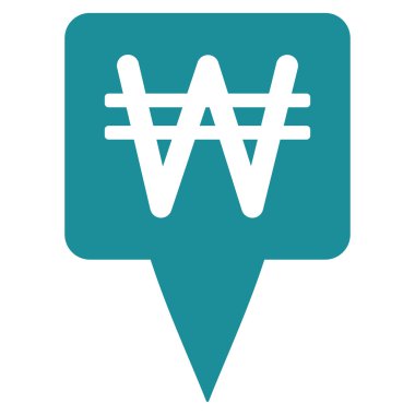 Korean Won Map Pointer Flat Vector Icon