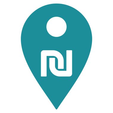 Shekel Map Marker Flat Vector Icon
