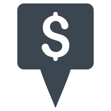 Doları harita işaretçi düz vektör simgesi