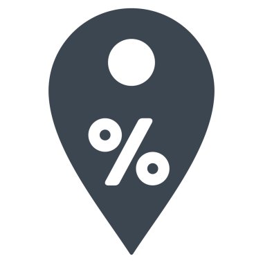 Percent Map Marker Flat Vector Icon