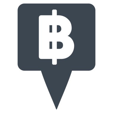 Thai Baht Map Pointer Flat Vector Icon