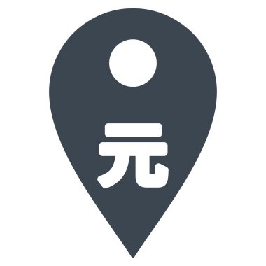 Yuan Map Marker Flat Vector Icon