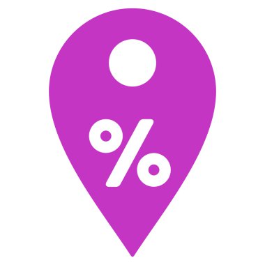 Percent Map Marker Flat Vector Icon