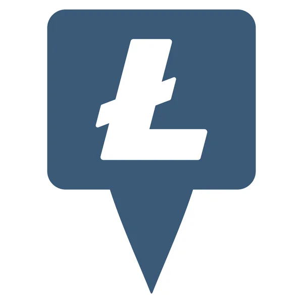 Litecoin Map Pointer Flat Vector Icon — 图库矢量图片