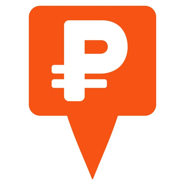 Rouble Map Pointer Flat Vector Icon — Wektor stockowy
