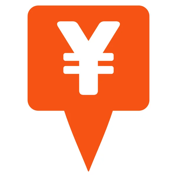 Yen Map Pointer Flat Vector Icon — Stock vektor