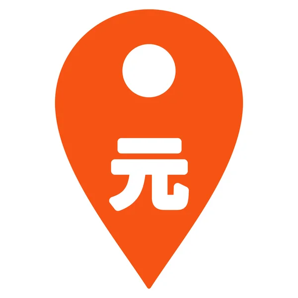 Yuan Map Marker Flat Vector Icon — Stock vektor