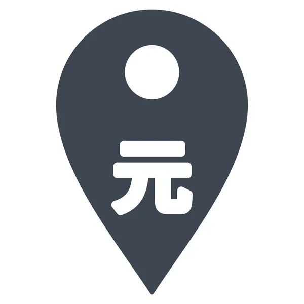 Yuan Map Marker Flat Vector Icon — Stok Vektör