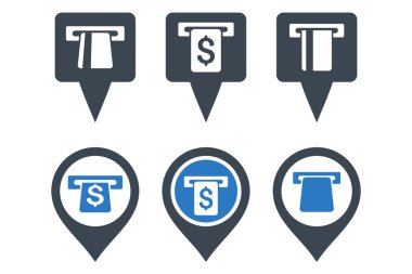 ATM harita işaretleyici düz vektör simgeler