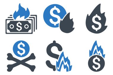 Yangın felaketi düz vektör simgeler