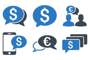 Para ileti düz vektör simgeleri