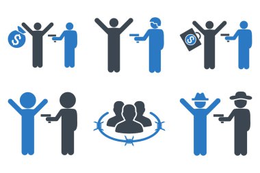 Hırsız tutuklama düz vektör simgeler