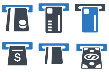 Bilet Terminal düz vektör simgeler