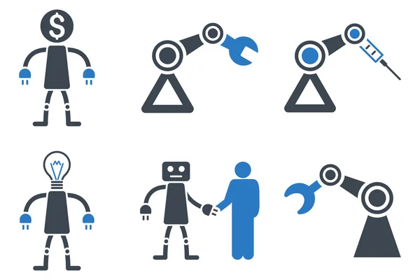 Robot Flat Vector Icons — Stock Vector