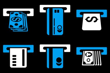 ATM banka Fişleri Paraya Çevirme düz vektör simgeler