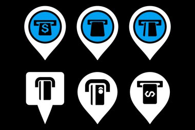 ATM harita işaretçi düz vektör simgeler