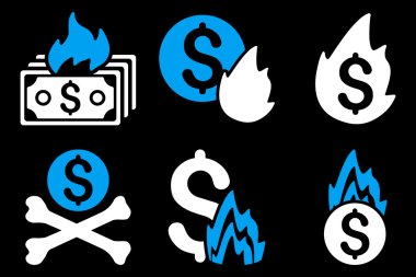 Yangın felaketi düz vektör simgeler